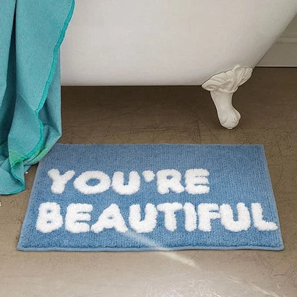 You're Beautiful Bath Mat Blue